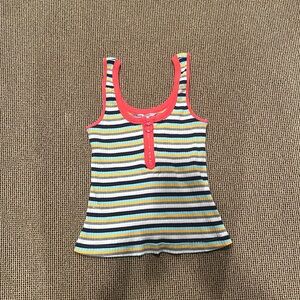 Splendid stripe rib tank with zip pull in front size s